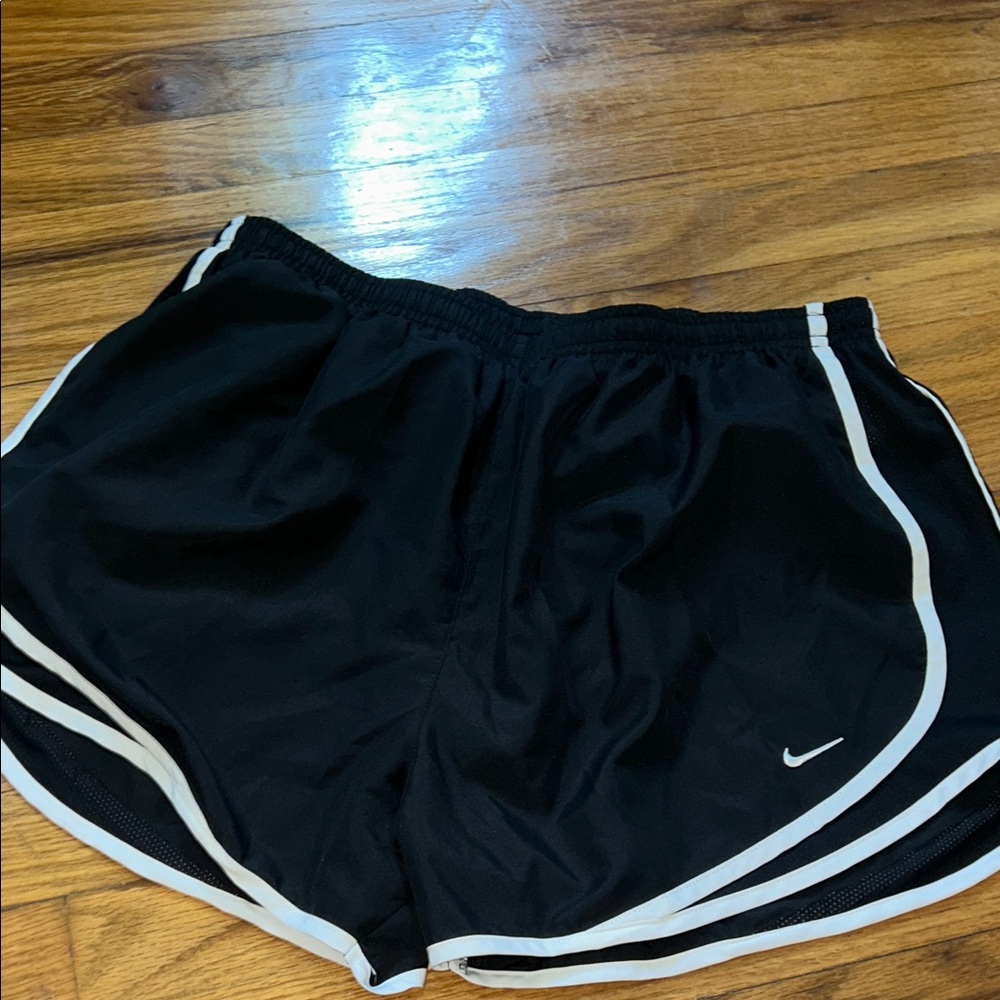 Nike Black Women's Athletic Shorts with White Piping